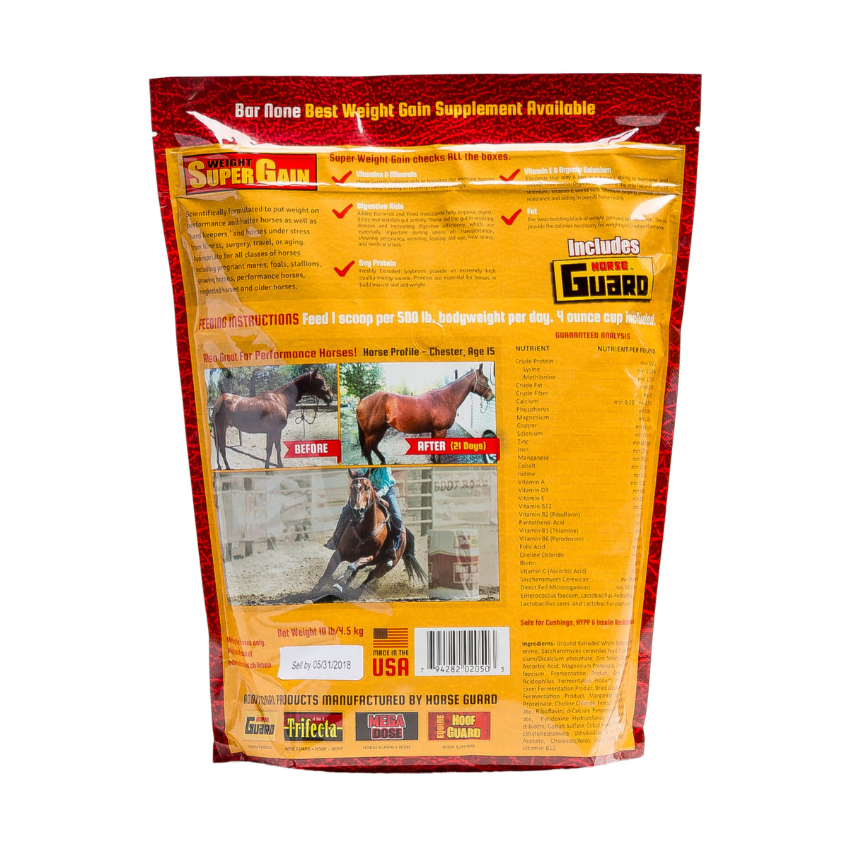Super Weight Gain 10lb back of bag